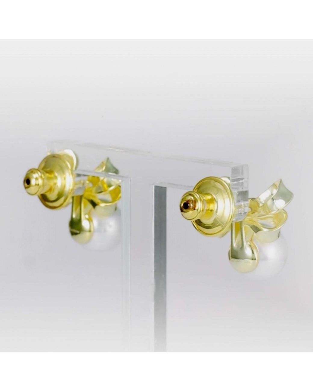 Santinni Metallic Viscountess Bow & Pearl-Plated Earrings