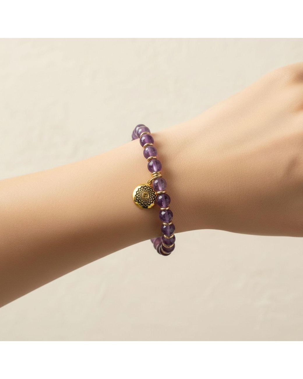 Seven Saints Purple Crown Chakra Amethyst Activation Bracelet, Plated