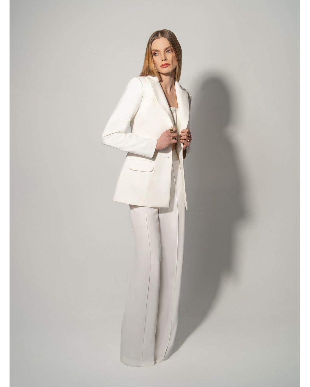 Tia Dorraine White Classic Chic Tailored Suit