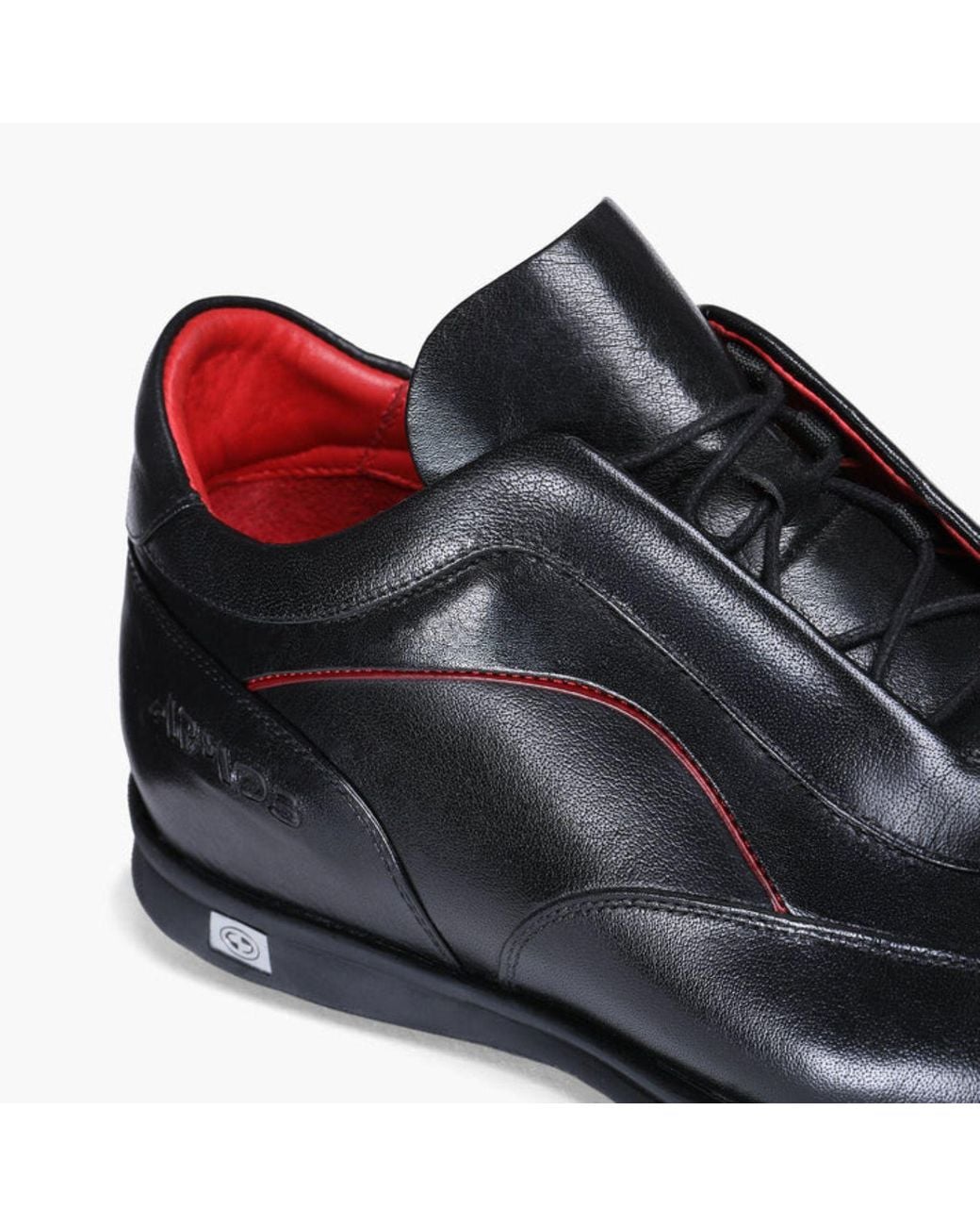 Armos Black Leather Sneaker With Lines for men