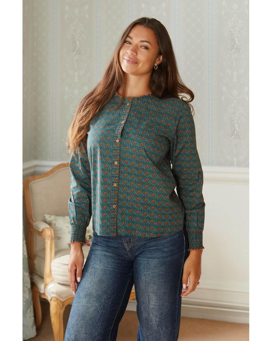 Inara Green Cinnamon Dusk Cotton Top