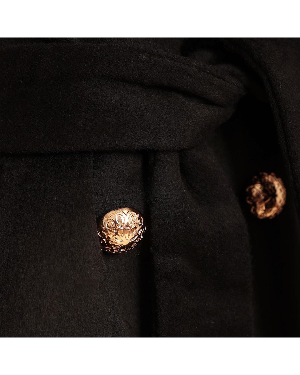 Santinni Black Marlene Cashmere & Wool Coat With Faux Fur
