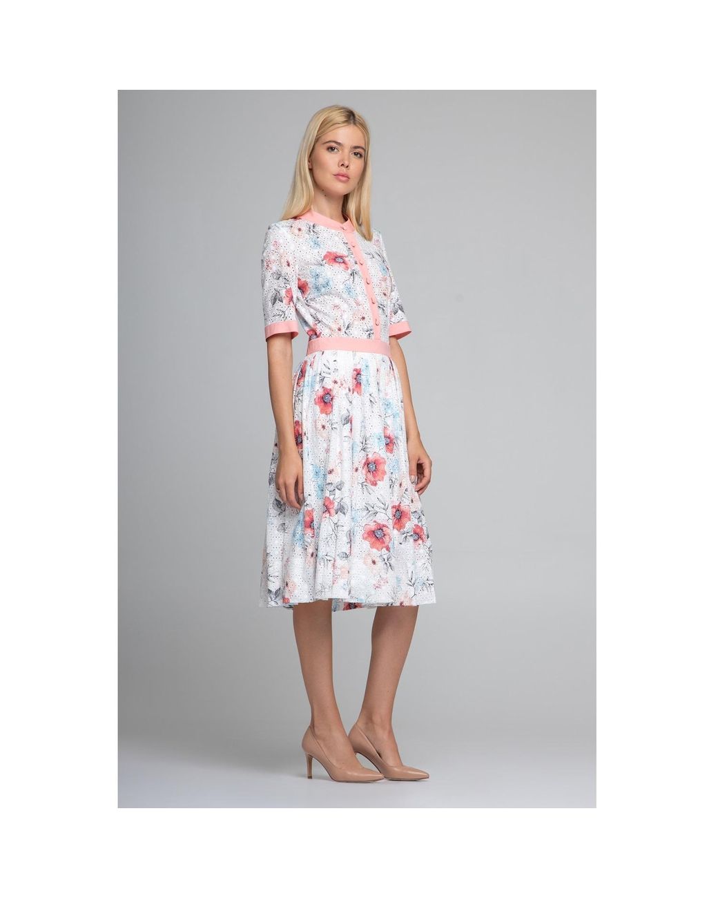 Rumour London Multicolor Toscana Floral Print Broderie Anglaise Midi Dress