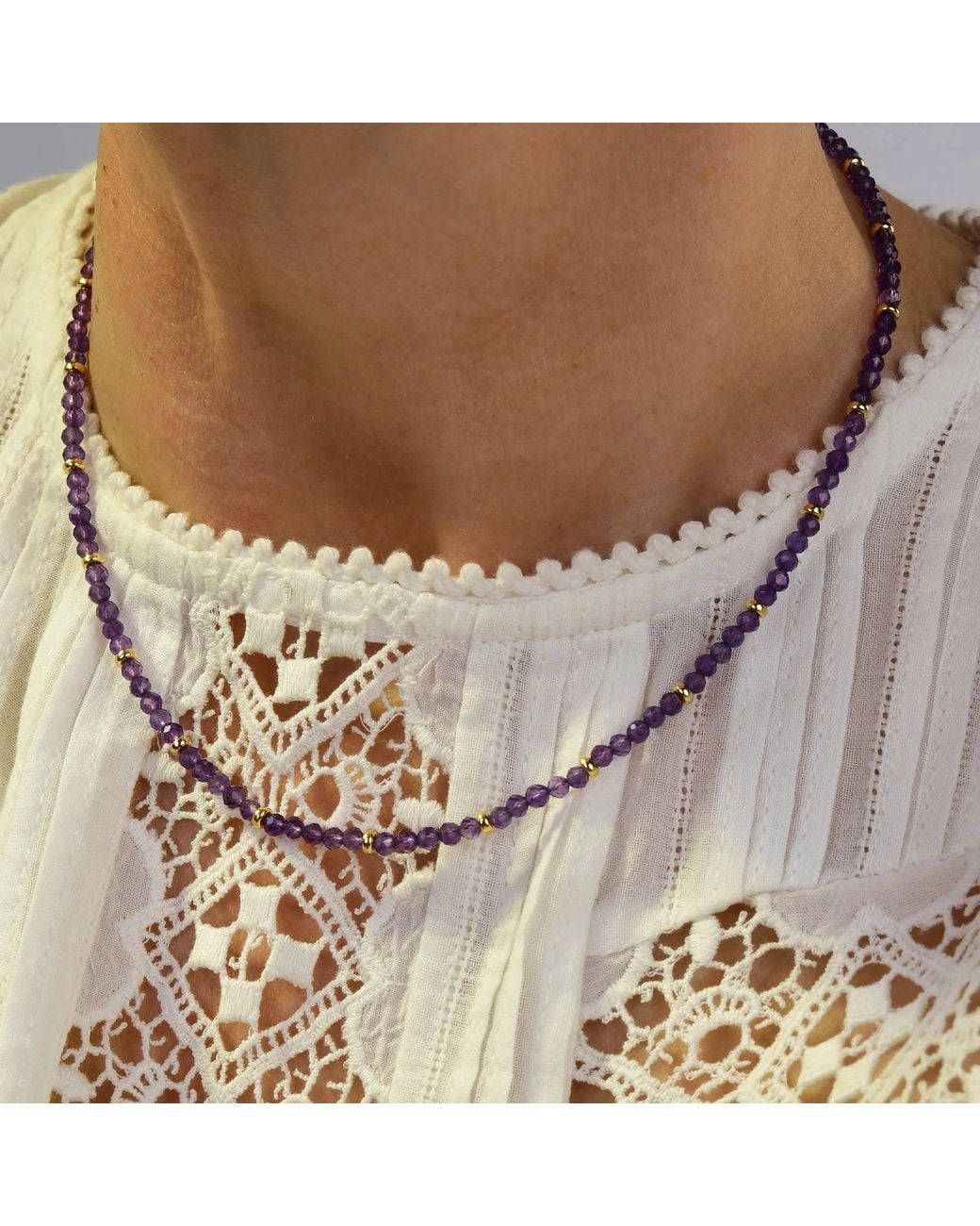 Nellou Jewellery Metallic Amethyst February Birthstone Orbit Necklace