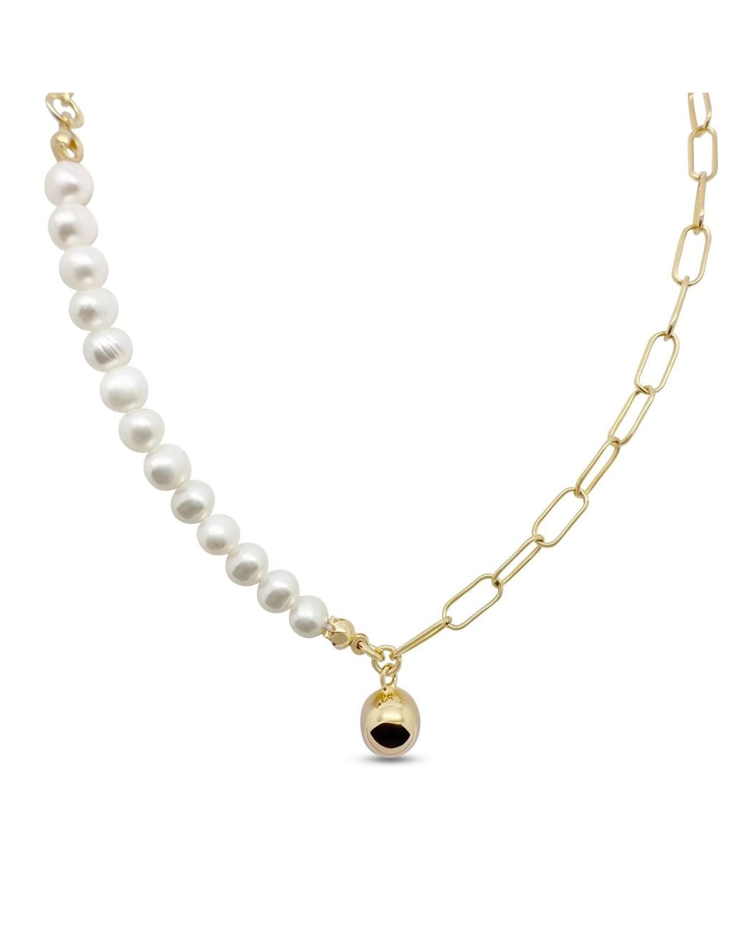 Clemence Wren Metallic Asymmetric Pearl Necklace