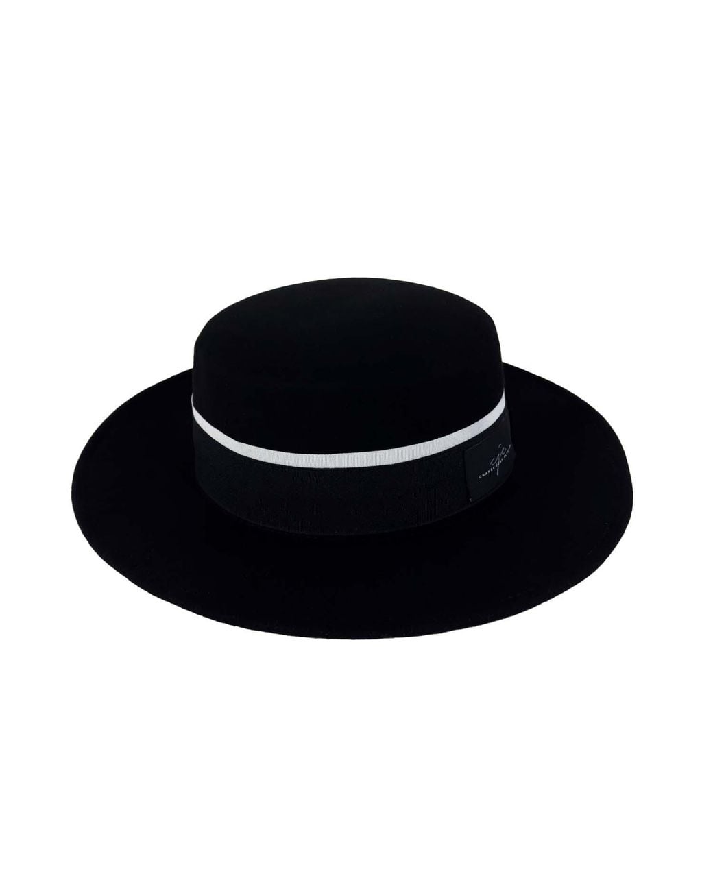 Chanel Joan Elkayam Black Handmade & Wool Wide Brim Boater Hat