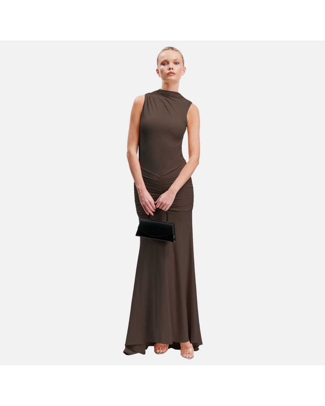 OW Collection Brown Elina Bodycon Maxi Dress