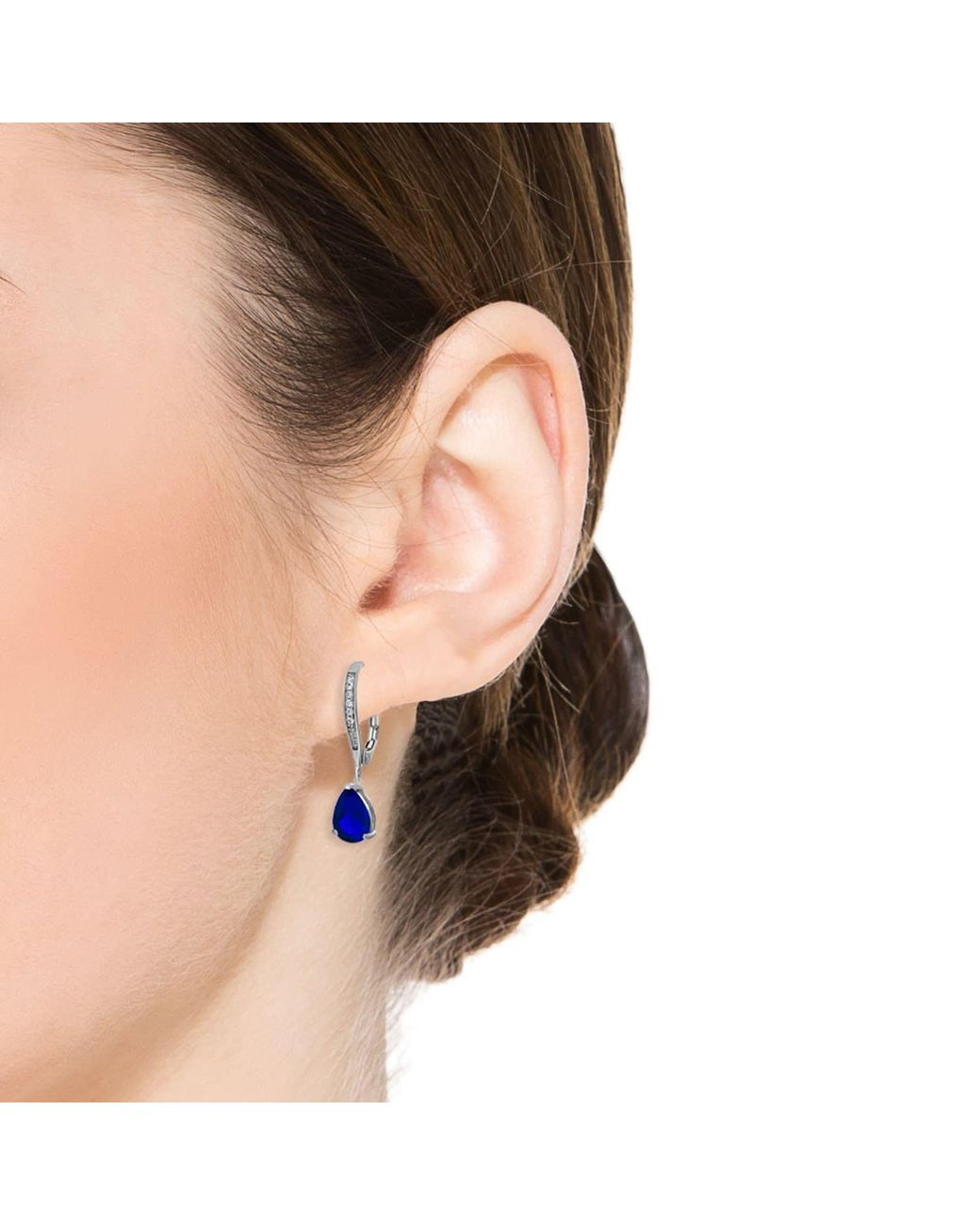 Genevive Jewelry Blue Genevive Sterling Plating With Pear-Shaped Cubic Zirconia Dangle Earrings
