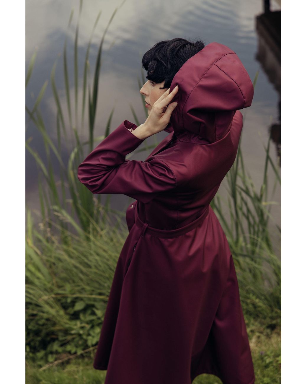 RainSisters Purple Double Breasted Trench Coat