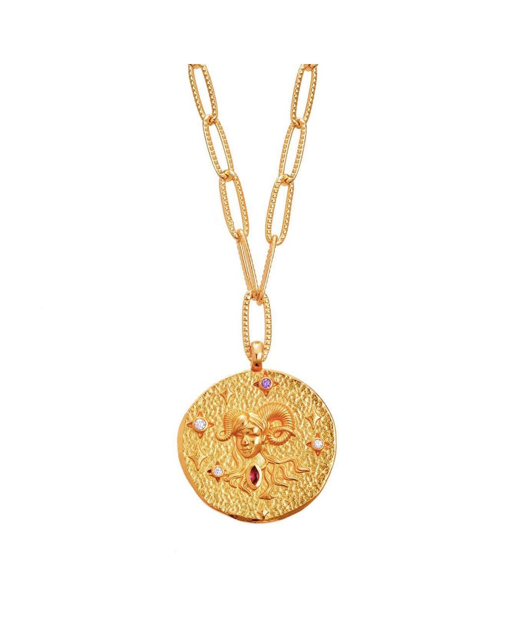 Aurozia Metallic Constellations Aries Double-Sided Coin Necklace