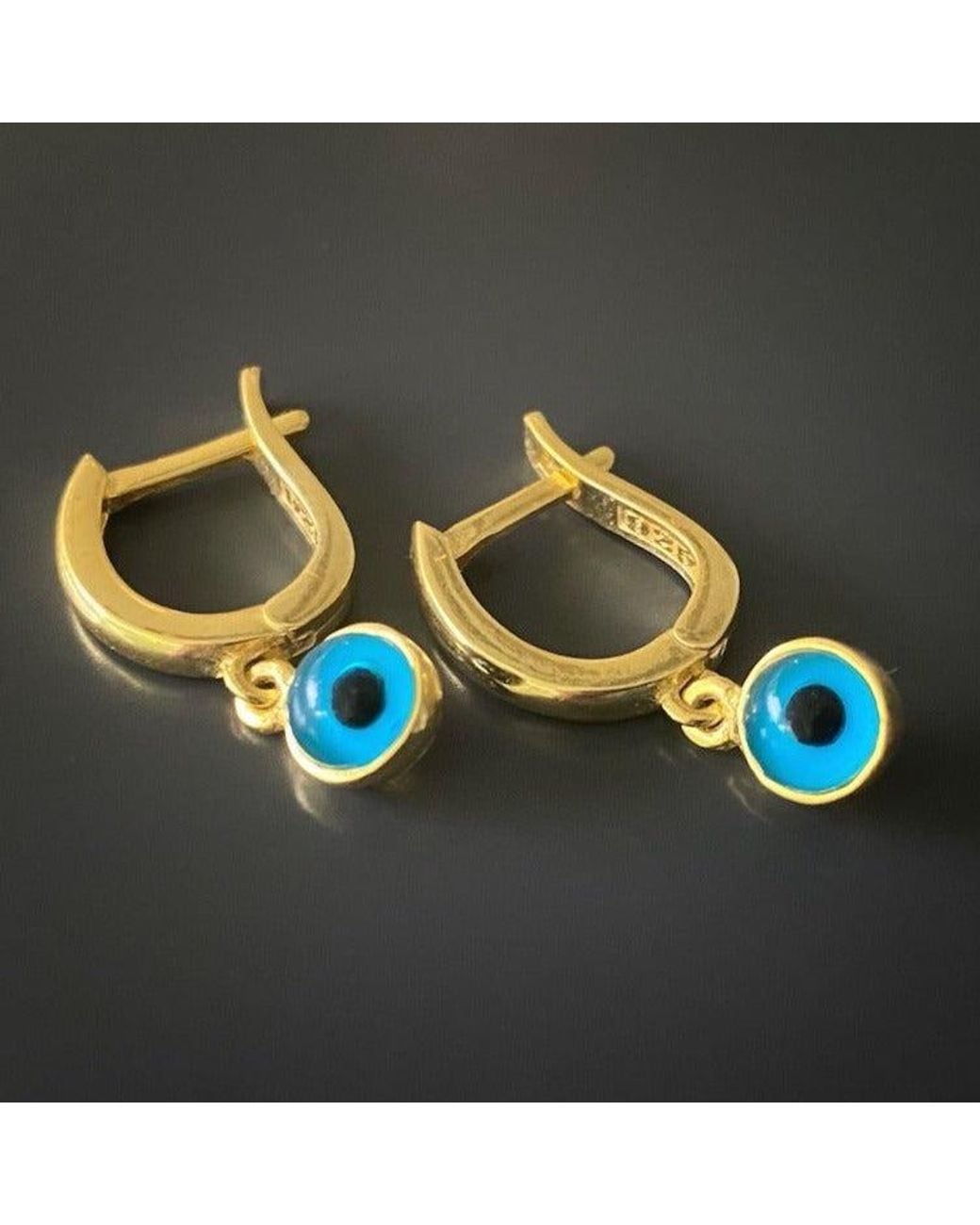 Ebru Jewelry Blue Huggie Hoop Earring