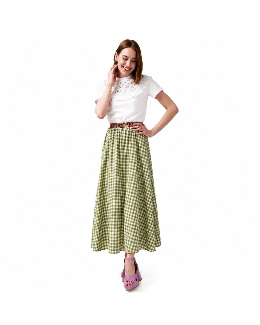 IZABELA MANDOIU Green Midi Skirt Crafted