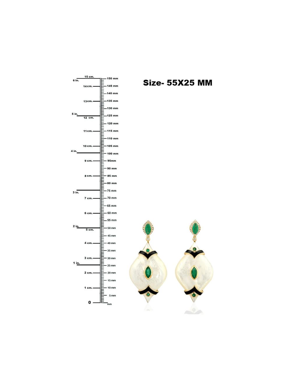 Artisan Metallic 18K Emerald, Mother Of Pearl, Diamond & Enamel Drop Earrings