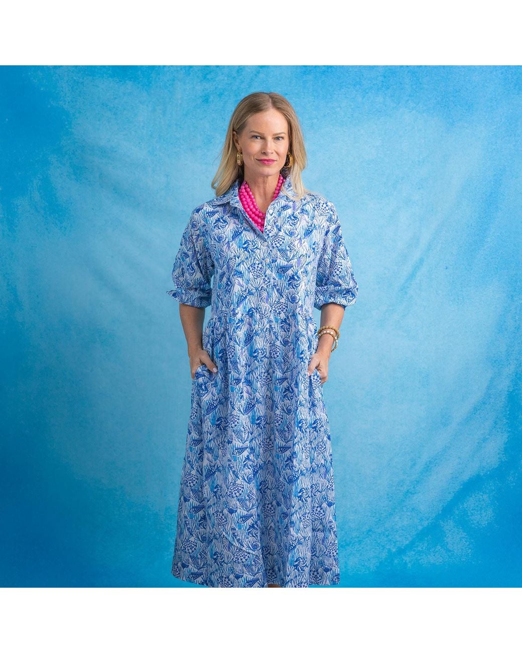 Mary Marshmallow Blue Frannie Dress Long