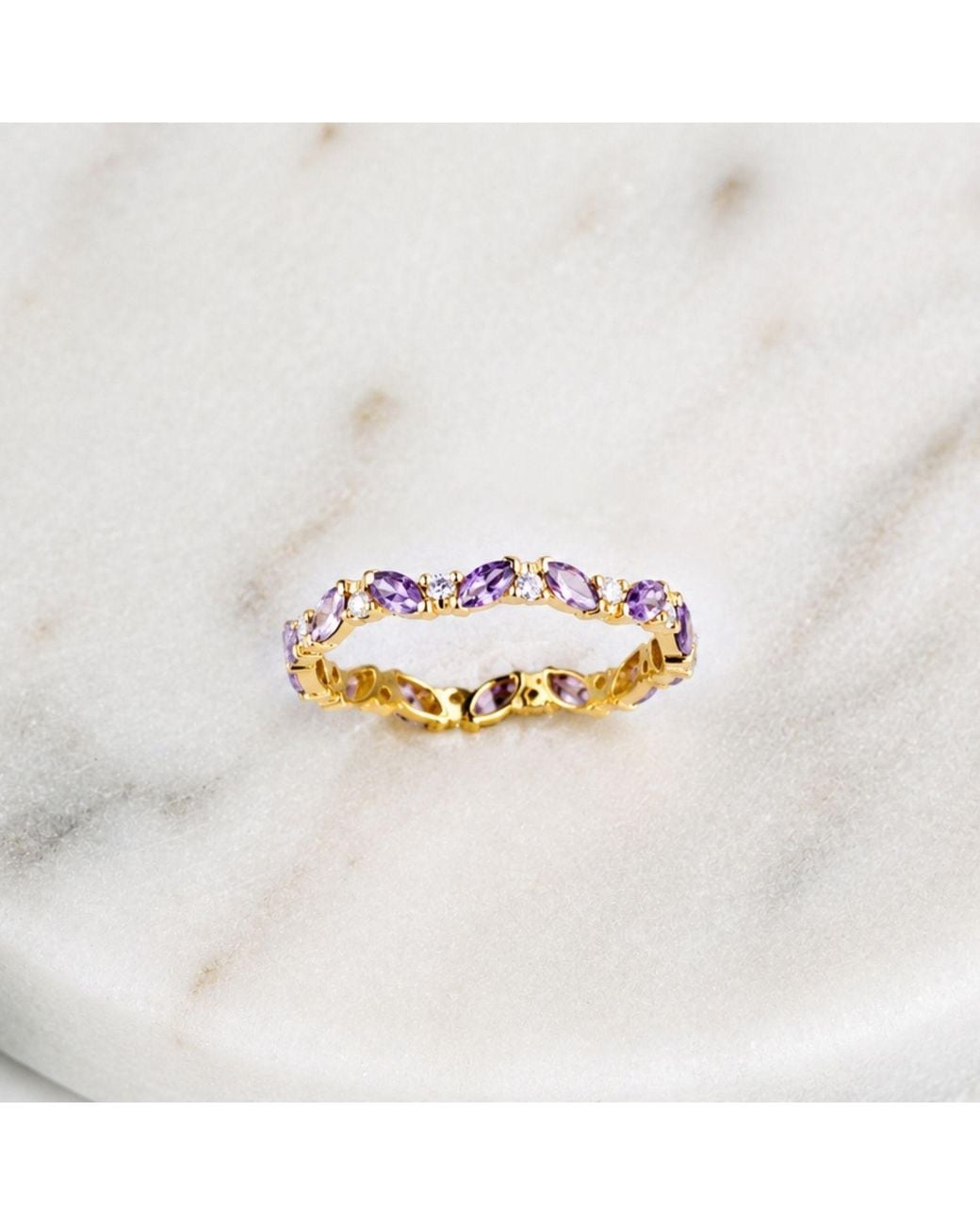Belinda Jewelz Metallic Amethyst Marquise Birthstone Infinity Ring