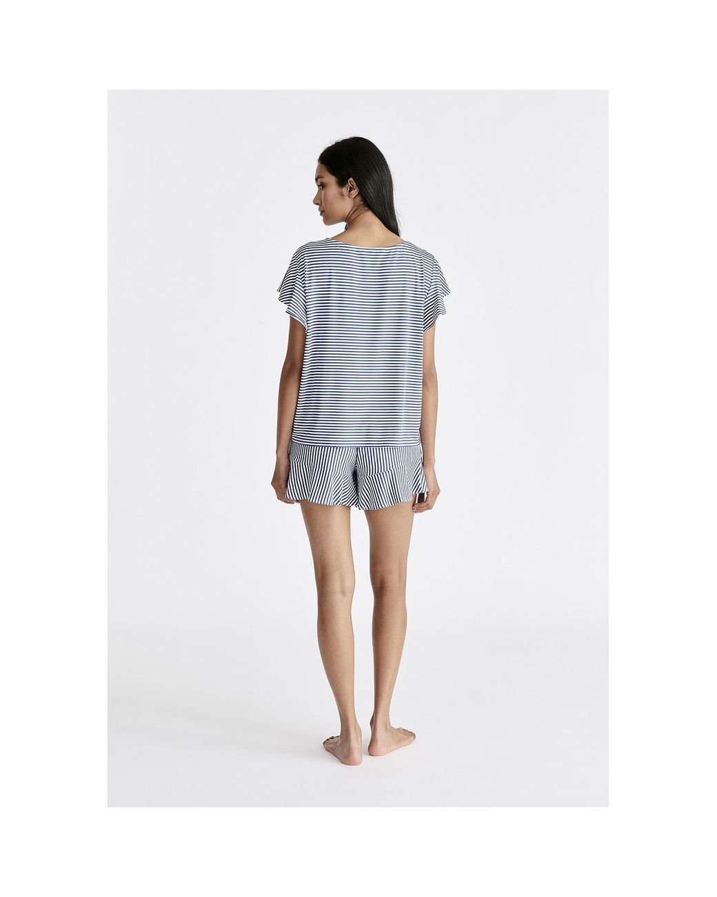 Paisie Blue Frill Pyjama T-Shirt And Shorts