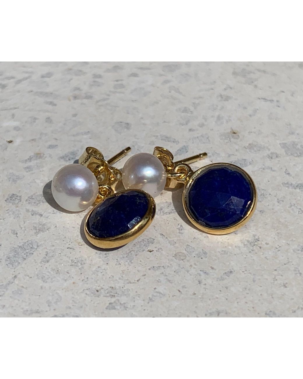 Pearls of the Orient Online Blue Nova Lapis Lazuli & Cultured Freshwater Pearl Drop Earrings