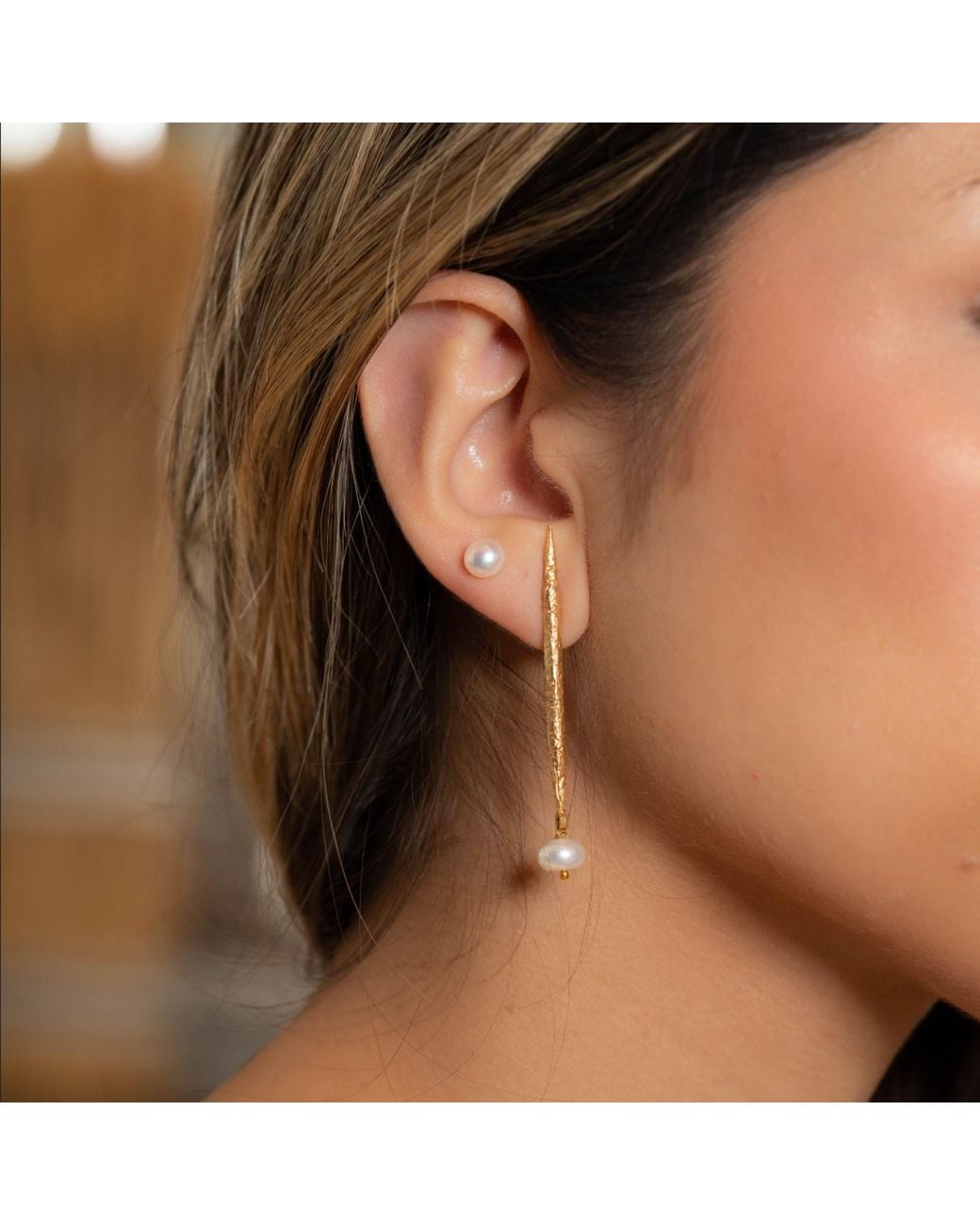 Lalinde Metallic Pearl Earrings