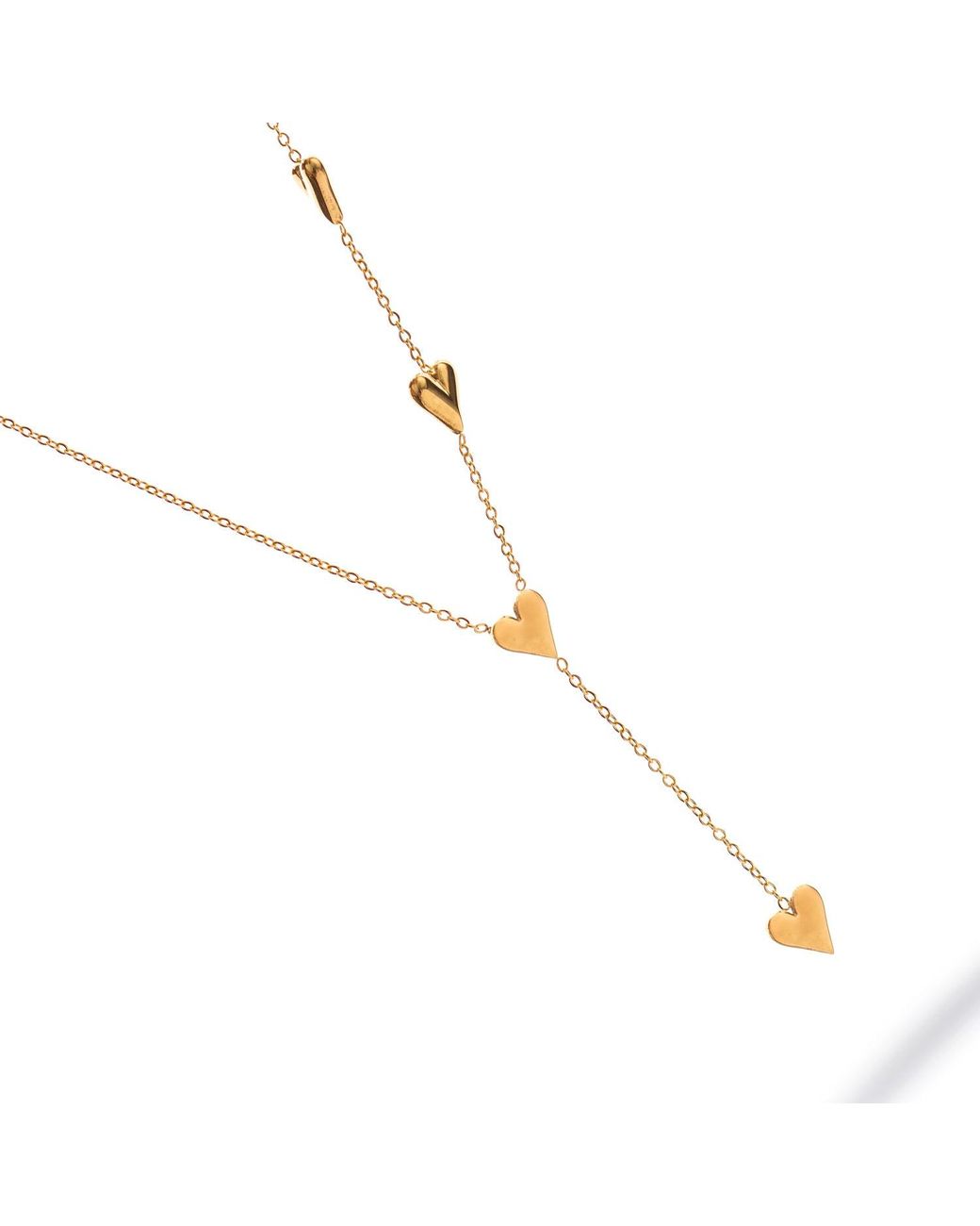 Ebru Jewelry Metallic Golden Heart Y Necklace