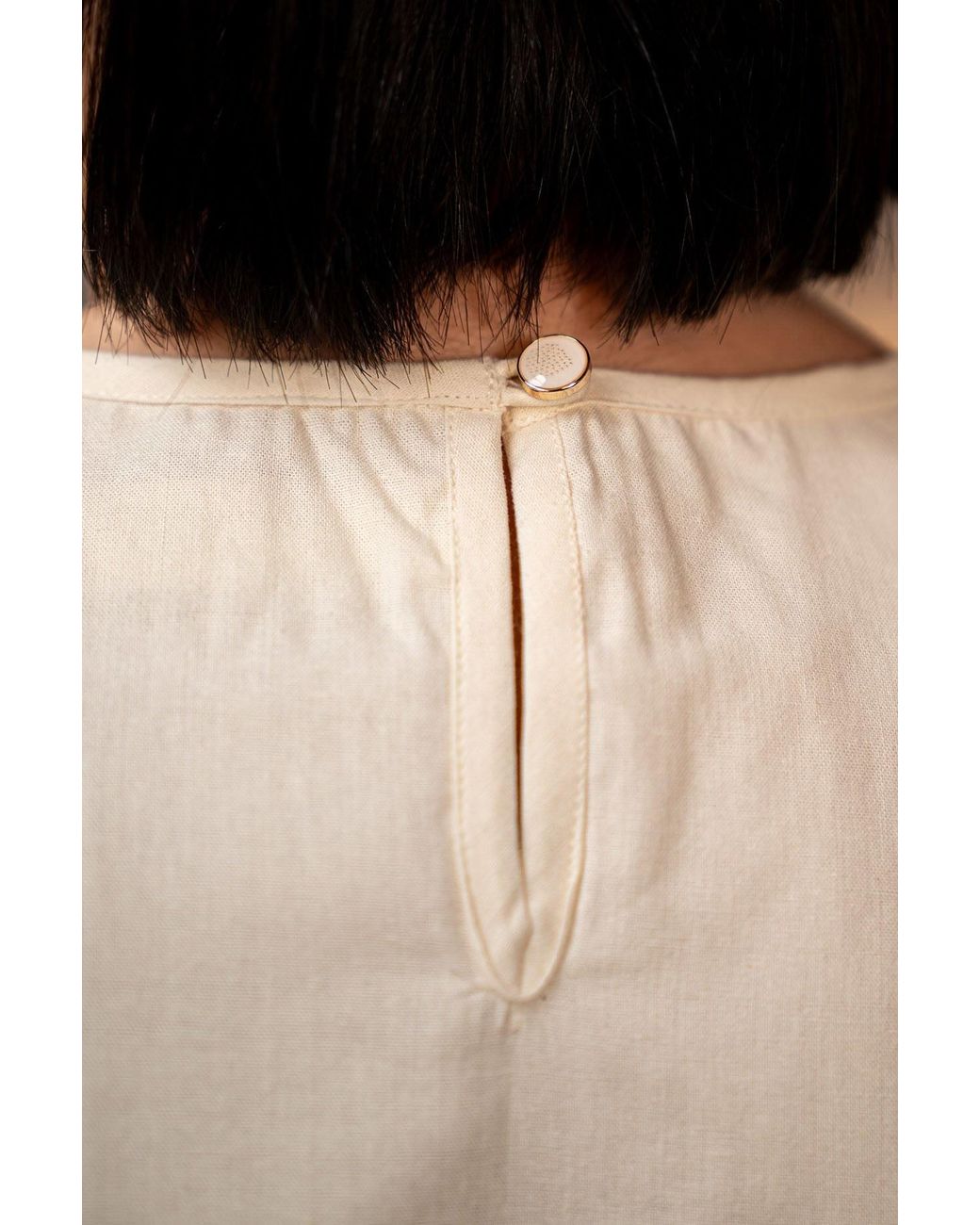 Stovaria Green Hand-Stitched Cotton Panel Statement Sleeveless Top