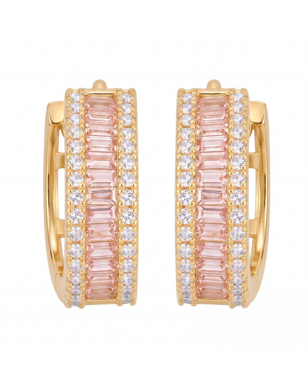 Latelita London Multicolor Baguette Huggie Hoop Earrings Morganite