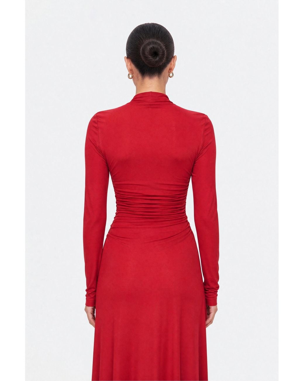 Nocturne Red Draped V-Neck Maxi Dress