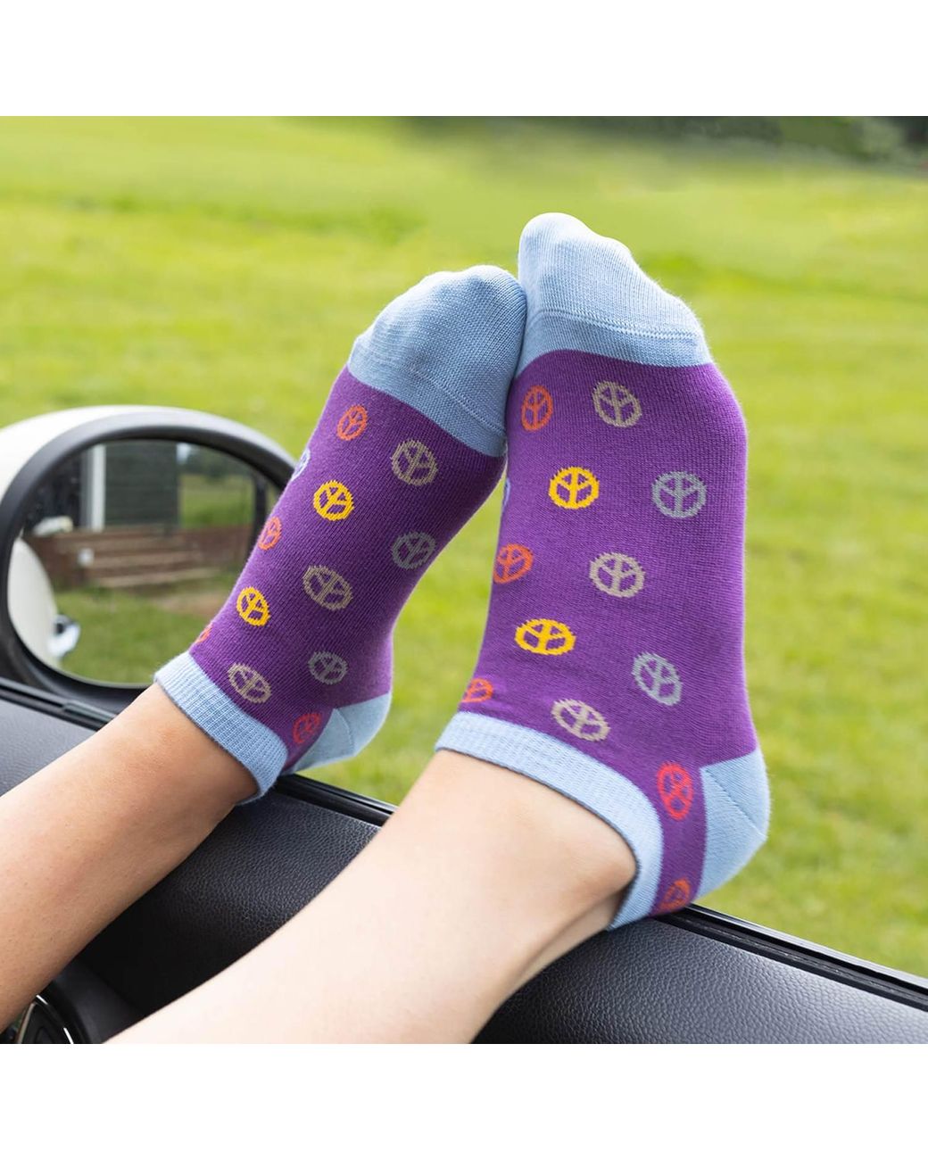 Peper Harow - Made in England Purple Peace & Retro Trainer Socks Bundle