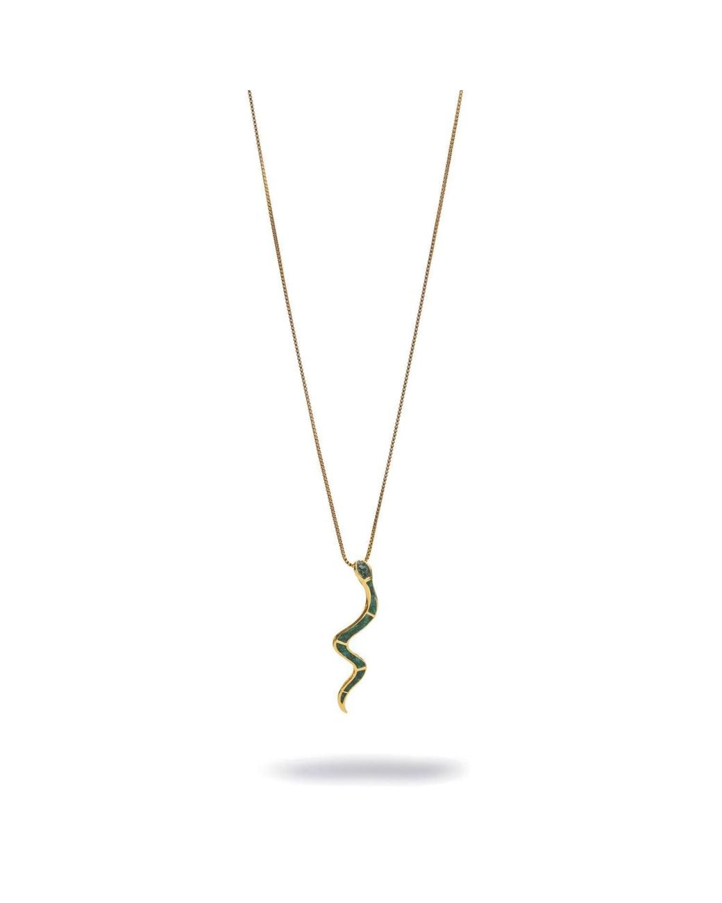 Ebru Jewelry Metallic Mystic Serpent Malachite Pendant Necklace