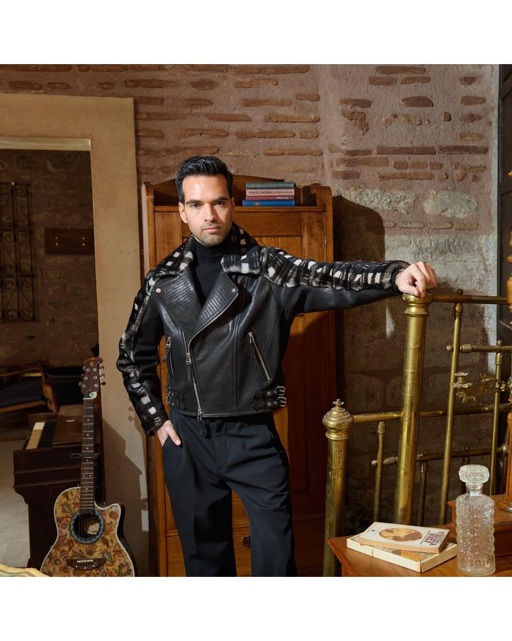 Von Der Sebastian Black Otto Biker Jacket for men