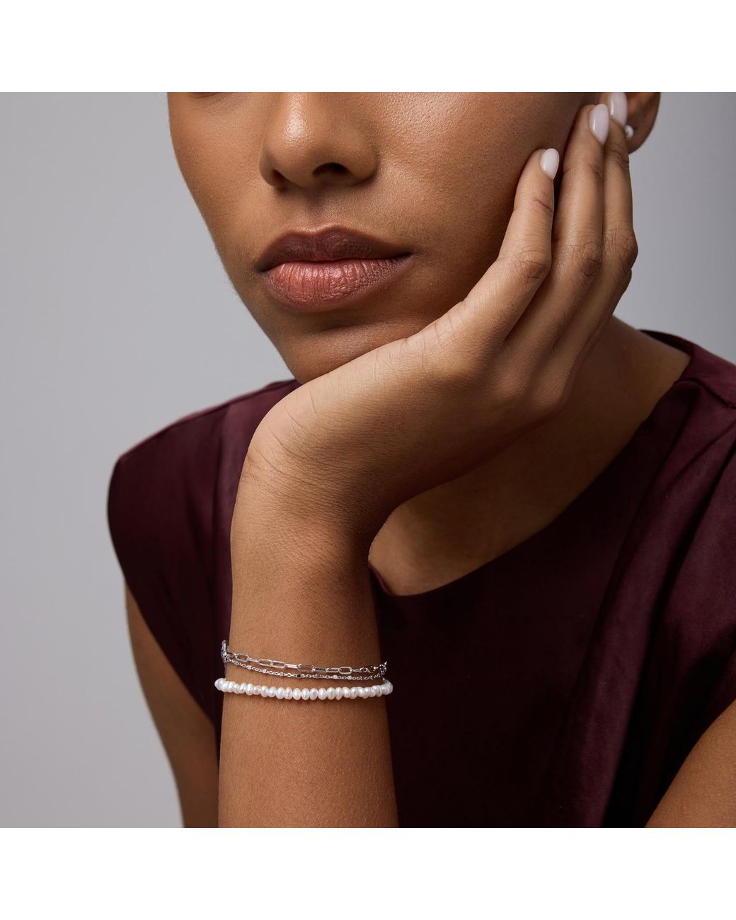 Vanhi Metallic Celia Micro Freshwater Pearl Bracelet