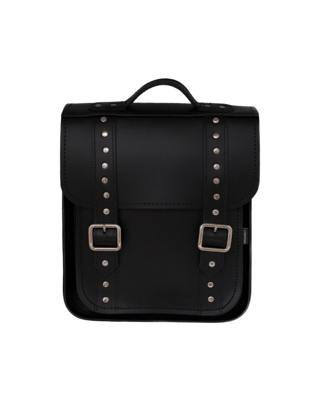 Zatchels Black Handmade Leather City Backpack