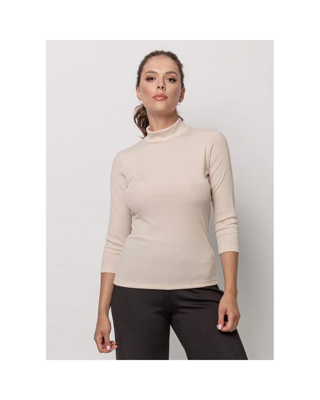 Oh!Zuza Pink Neutrals Rib Rollneck Top