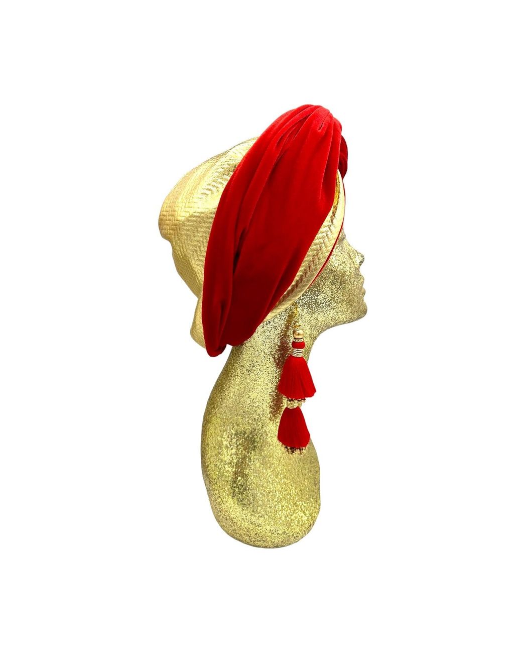 Julia Clancey Red Zia Golden & Ruby Mini Dorado Reversible Turban