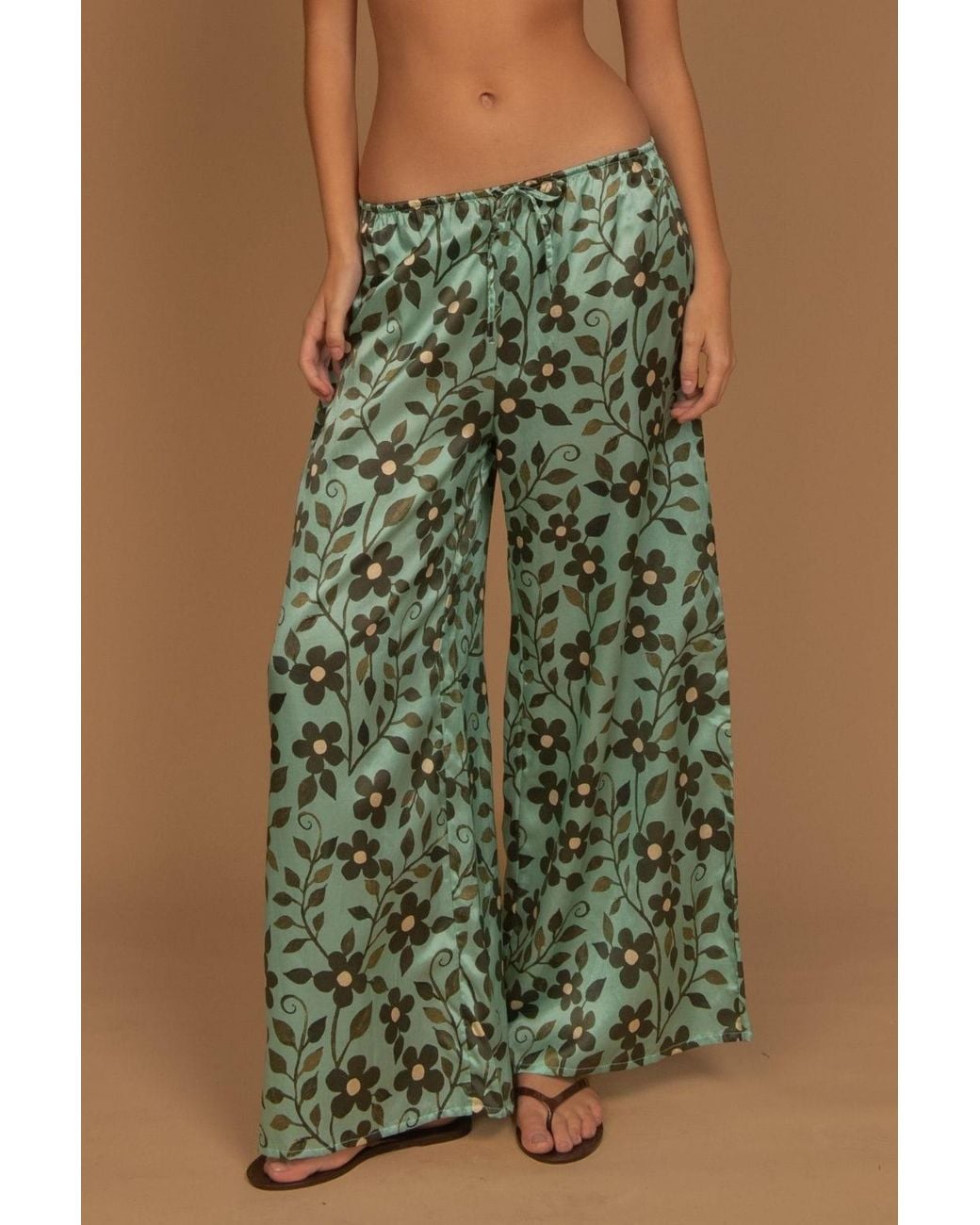 Montce Green Aquamarine Drawstring Wide-Leg Pant