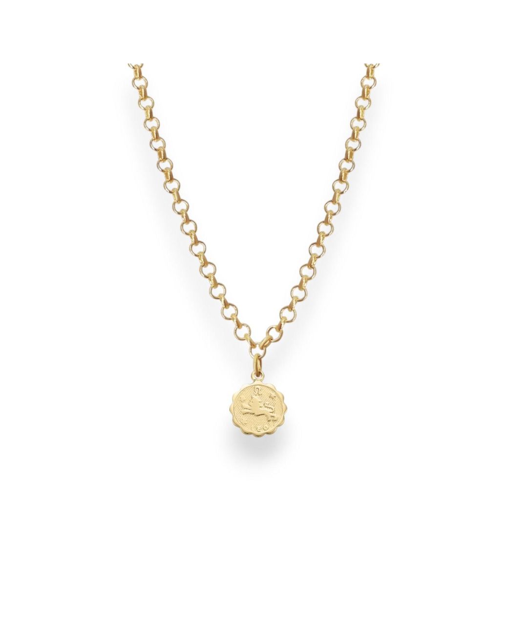 Alexie of Athens Metallic Leo Zodiac Mini Medallion Chain Necklace