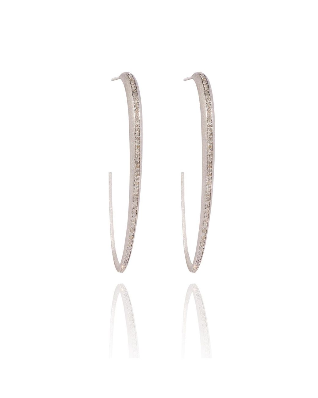 Kaizarin White Long Diamond Bali Earrings