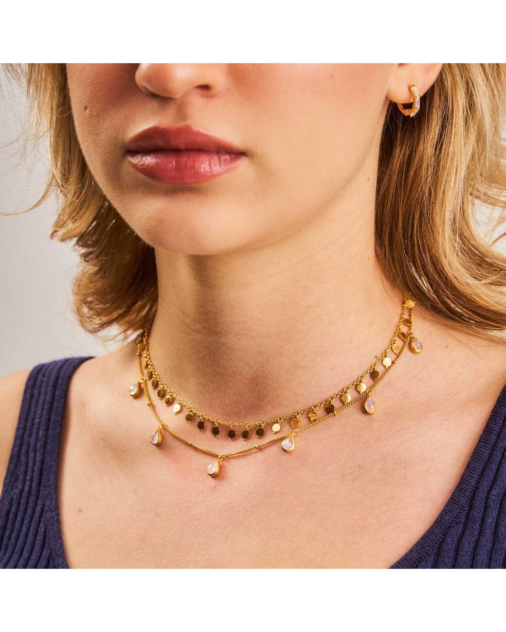 Moon London Metallic Multi Disk Choker Necklace