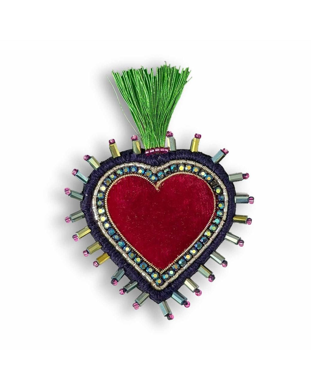 VETKA Green Heart Statement Brooch – Flame Secret