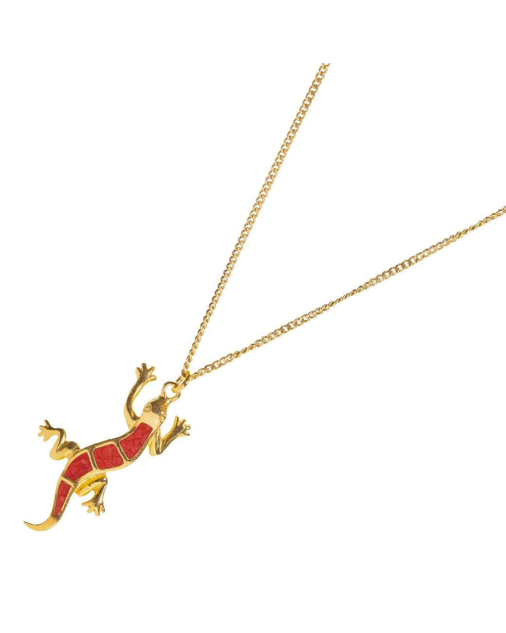 Ebru Jewelry Metallic Lucky Gecko Enamel Pendant Necklace