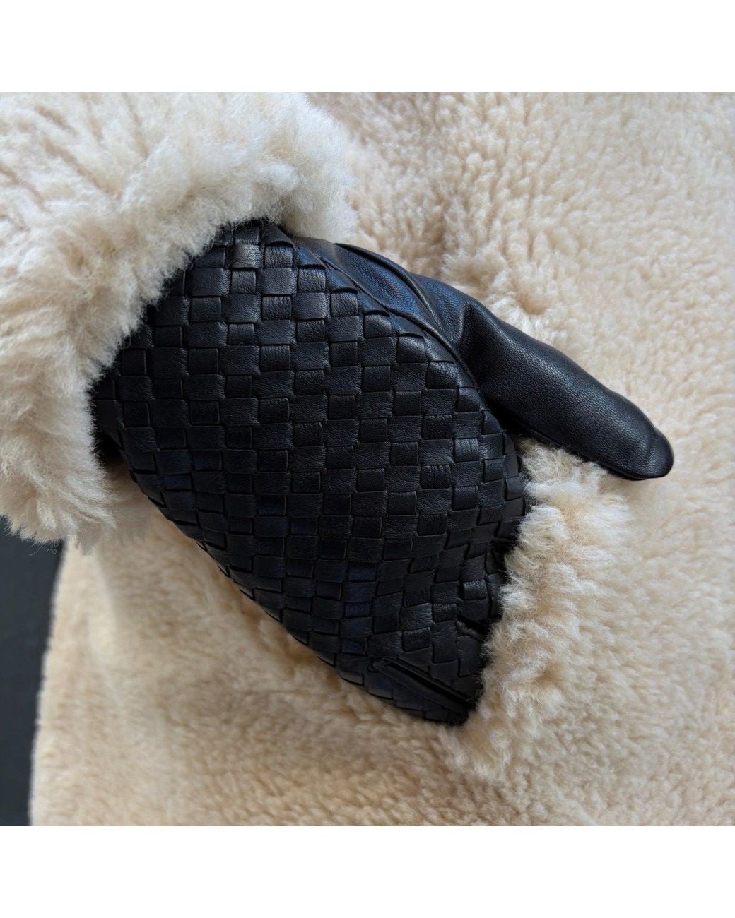 London Atelier Byproduct Black Woven Leather Short Gloves
