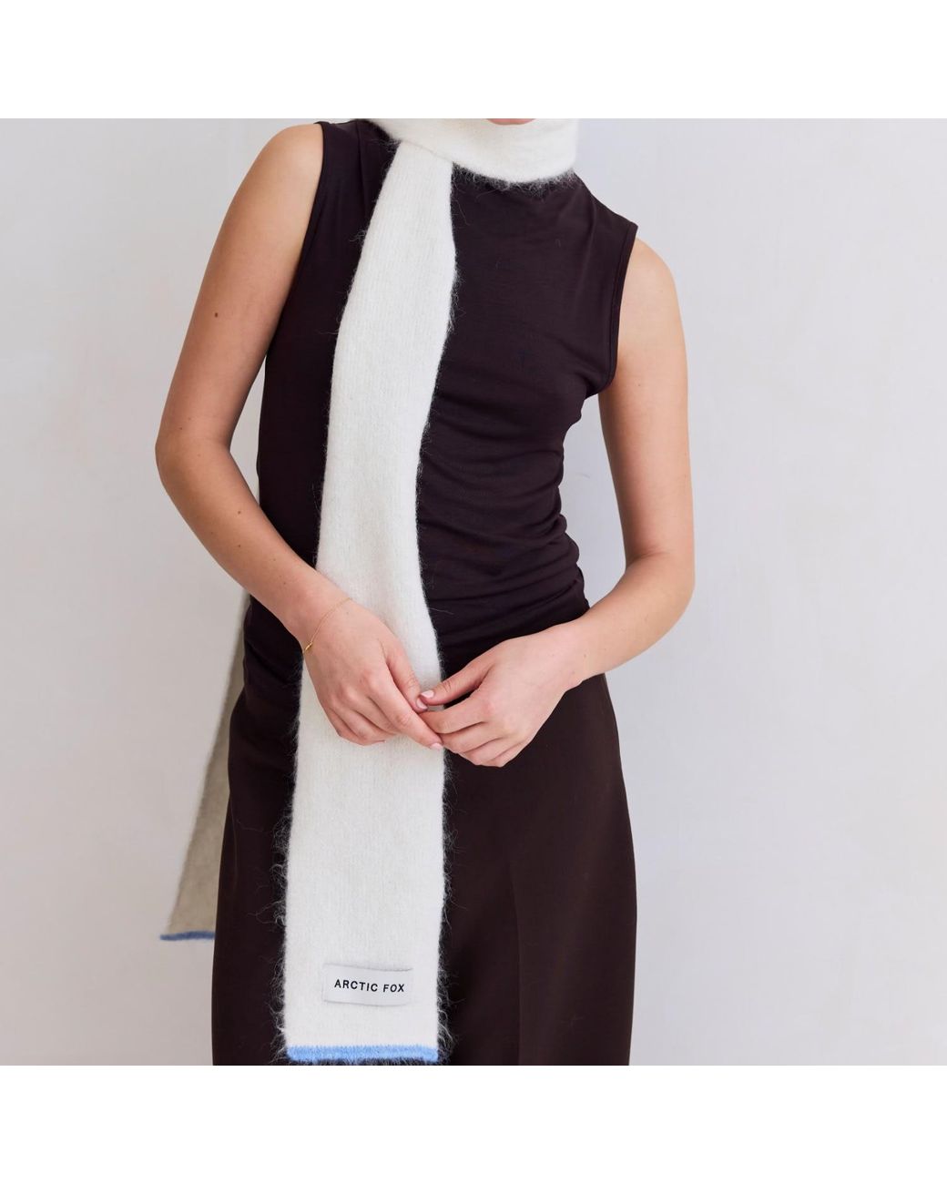 Arctic Fox & Co. White The Alpaca Skinny Scarf