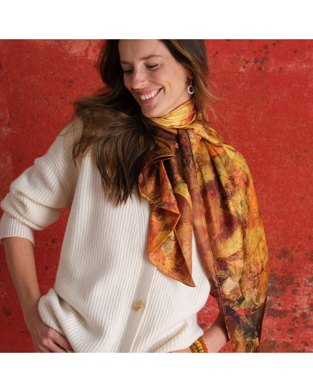 Richard Stone Studio Orange Vesper Silk Scarf