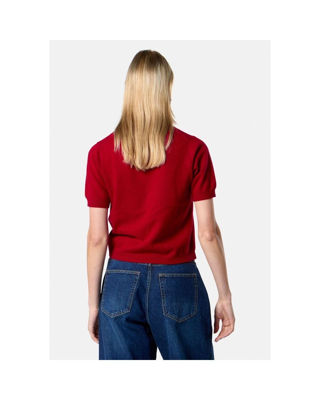 Helen Mcalinden Red Gemma Ruby Cashmere Crew Neck T-Shirt