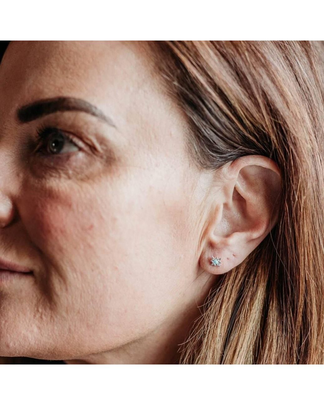 Claire Hill Designs White Opal Star Mini Stud Earrings