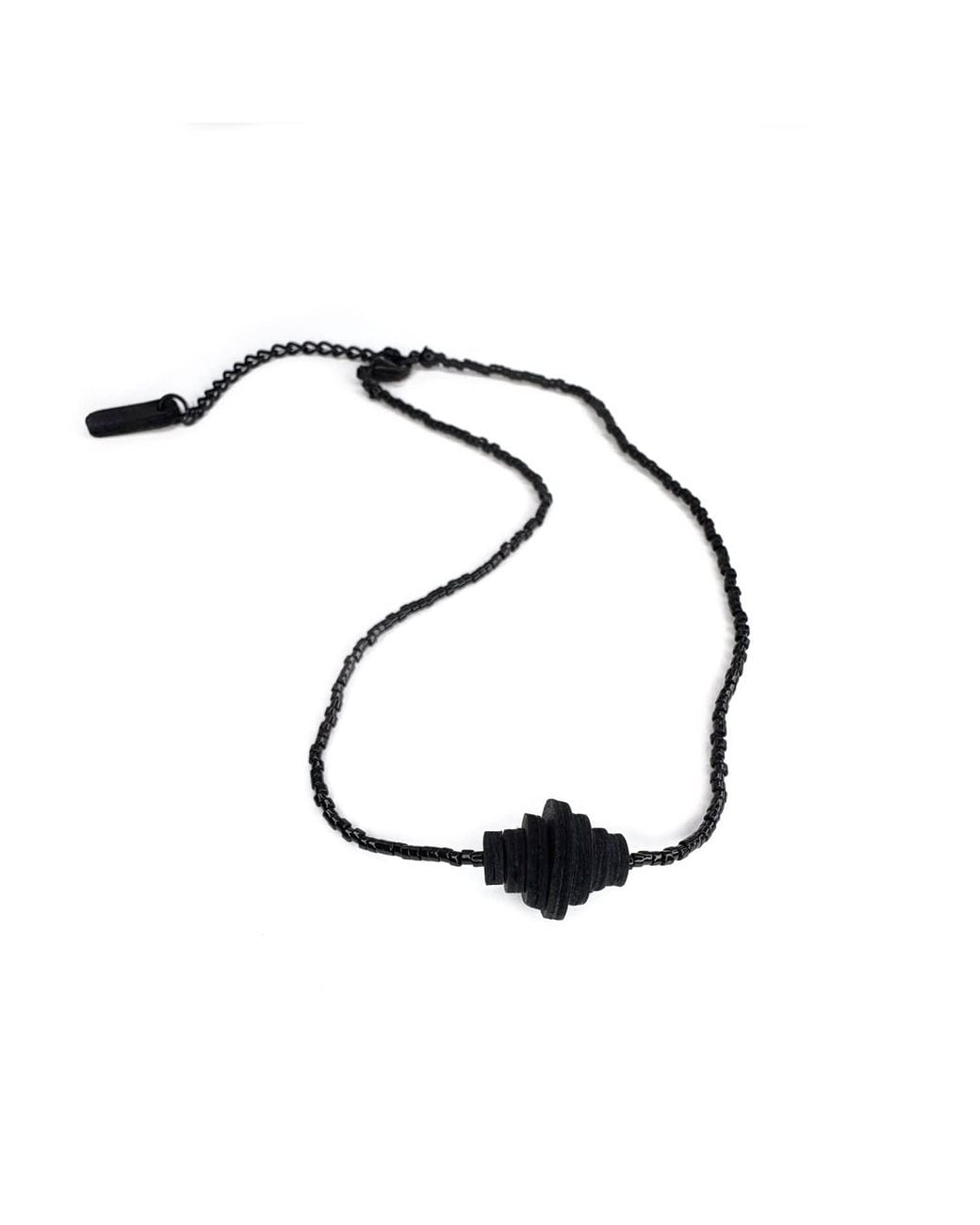 WAIWAI Black Node Beaded Leather Necklace