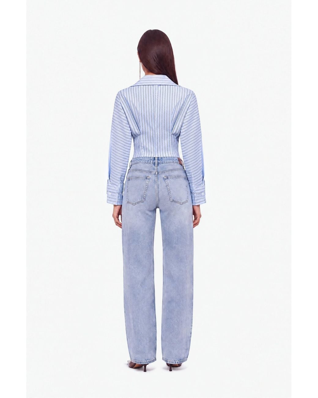 Nocturne Blue Pinstripe Tailored Bodysuit