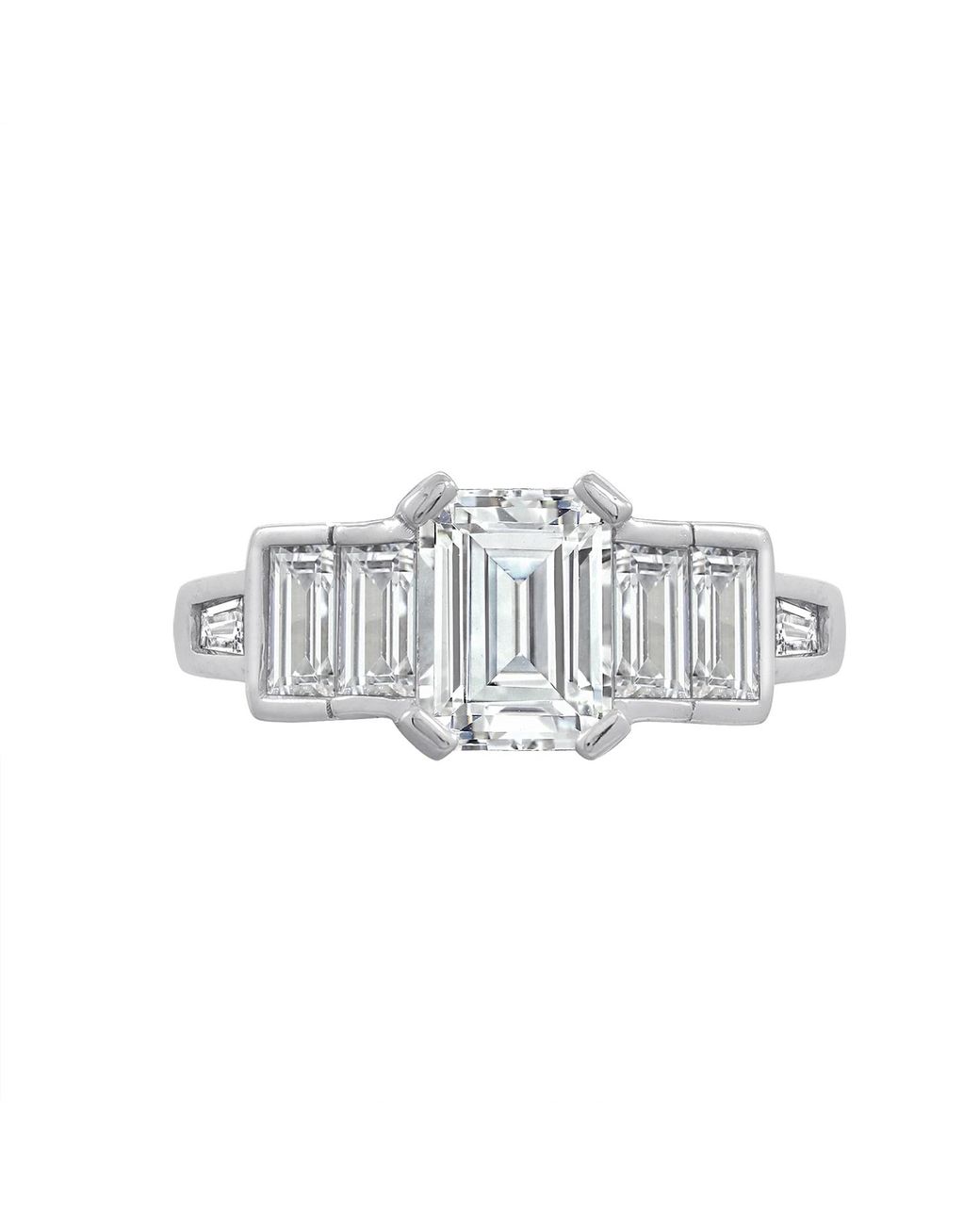 Diamonbliss Metallic Tapered Emerald Cut Baguette Engagement Ring