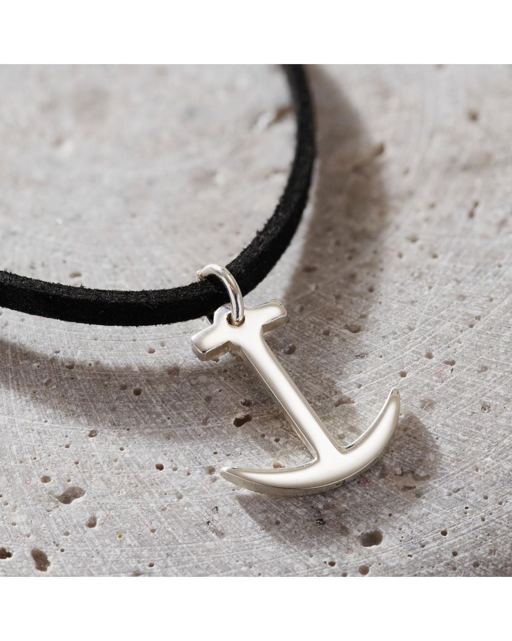 Posh Totty Designs Metallic Leather Anchor Charm Necklace for men