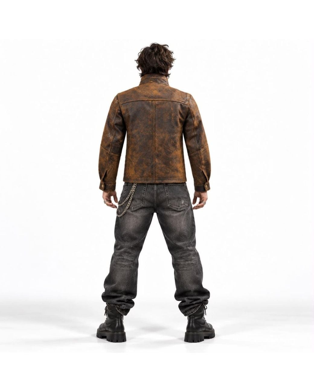 Zasta Studio Brown Heritage Luxe Textured Leather Jacket for men