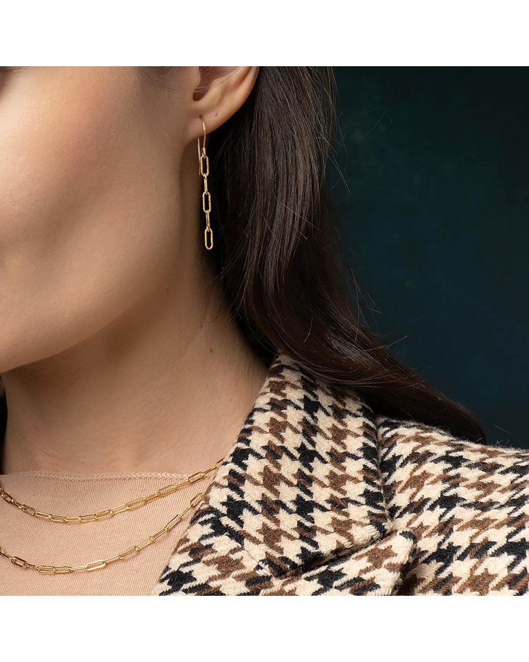 Kate Koel Metallic Paperclip Chain Earrings